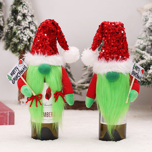 Christmas Decorations Grinch Wine Bottle Holder