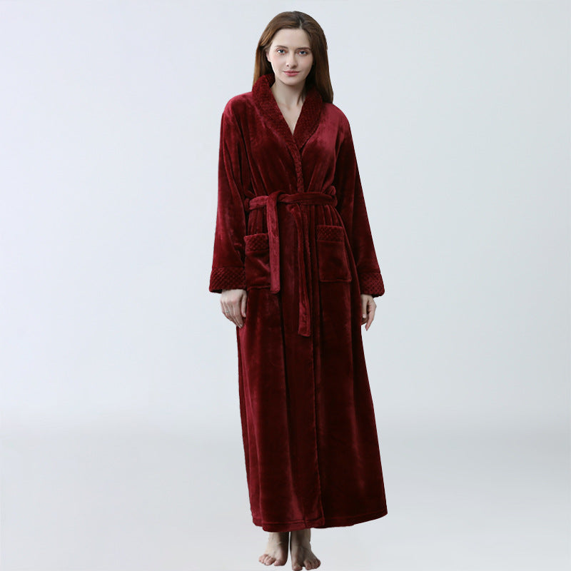 The Same Pajamas Winter Pajamas Thickened And Lengthened Bathrobe Flannel Bathrobe