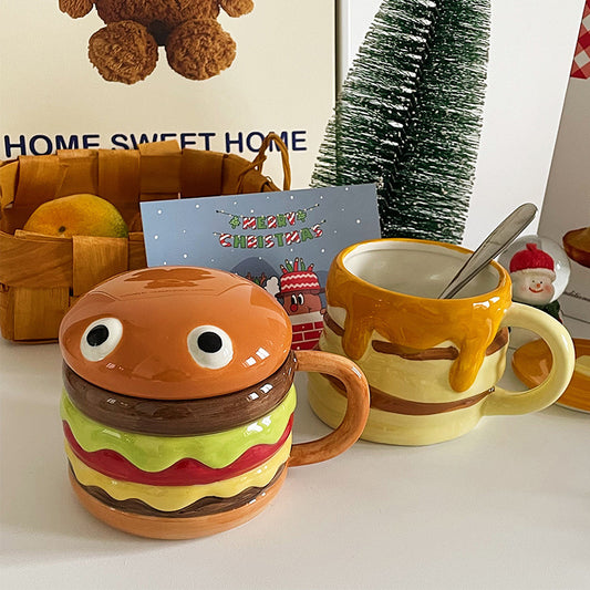 Creative Hamburger Mug with Cover