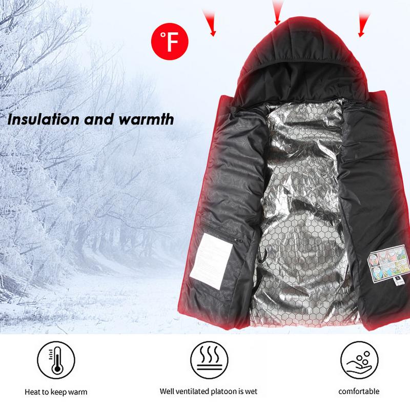 Men Outdoor USB Infrared Heating Vest Hooded Jacket Winter Electric Thermal Waistcoat For Sports Hiking Vest Clothing