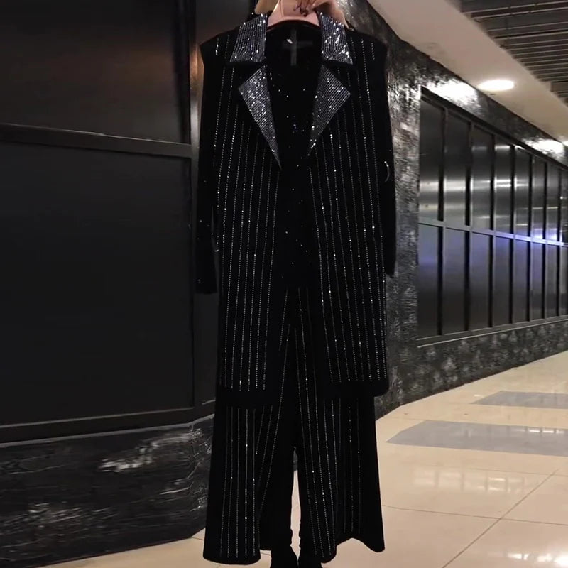 Loose Oversized Clothes. Vest + Wide Leg Pants Suit