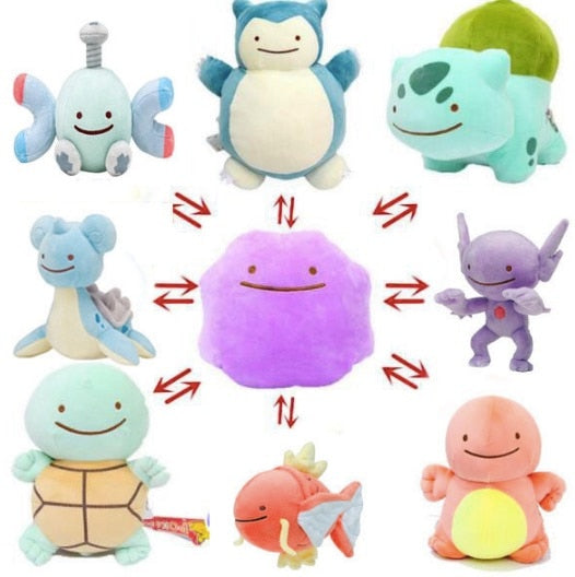 20cm Anime Pocket Animasl Ditto Pillow Cushion Transfer Pikachu Snorlax Squirtle Bulbasaur Stuffed Plush Dolls Toy Gift SA1947