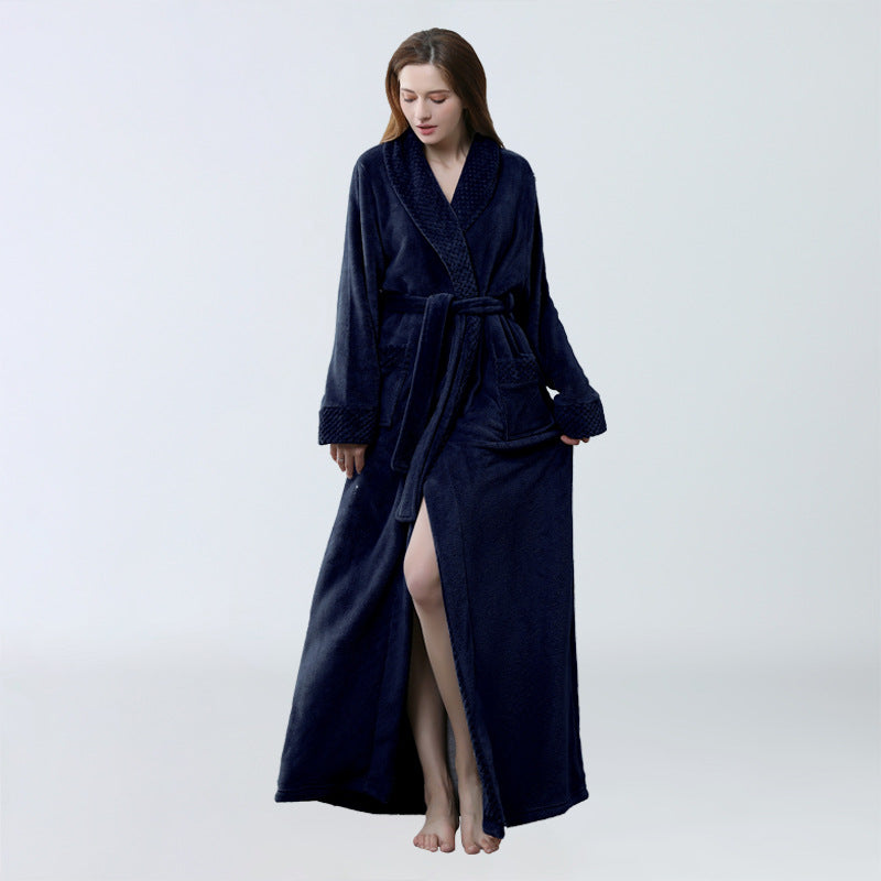 The Same Pajamas Winter Pajamas Thickened And Lengthened Bathrobe Flannel Bathrobe