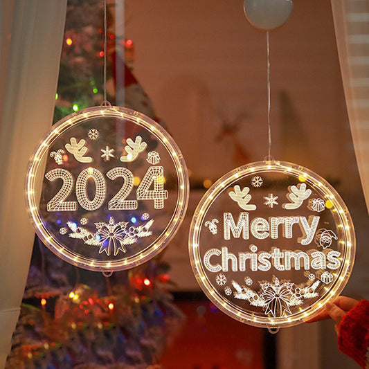 Christmas LED LIGHT STRING Snowflake Hanging Lamp Merry Christmas Atmosphere light Home Window Ornament Happy New Year Gift