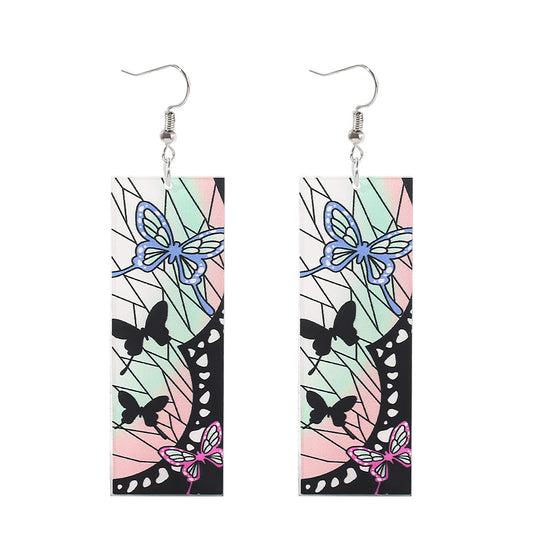 Anime Peripheral Ghost Killing Blade Earrings Demon Slayer Creative Kitchen Door Tanjilang Earrings