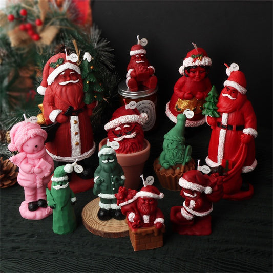 Cartoon Santa Claus candle mold Christmas aromatherapy decorative ornaments mousse cake mold