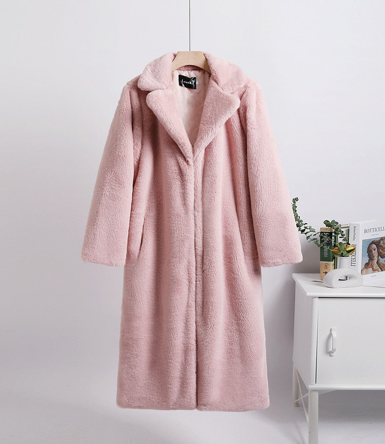 Winter Loose Velvet Mid-Length Coat