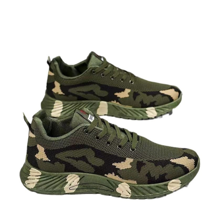 Men's winter velvet casual lightweight sports shoes non-slip thick-soled camouflage running shoes