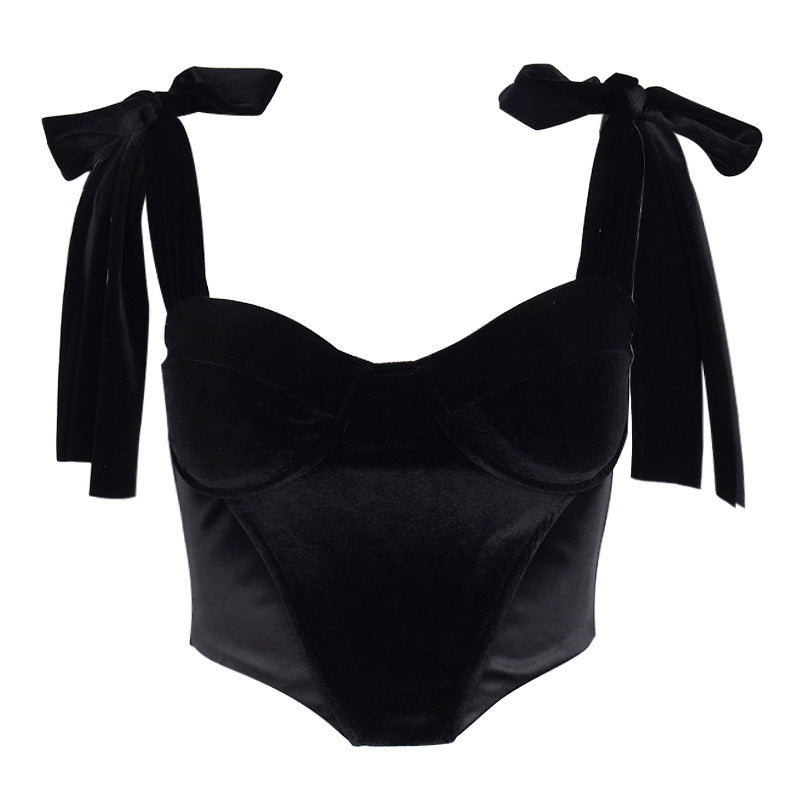 Women's Sexy Fashion Velvet Strap Strapless Strap Tube Top