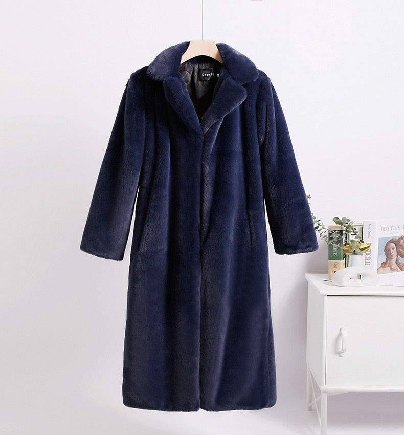 Winter Loose Velvet Mid-Length Coat