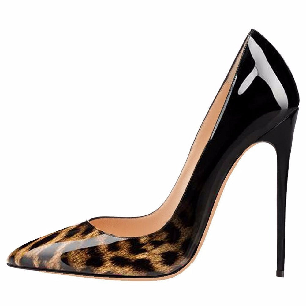 Leopard print gradient high heels white gradient leopard print