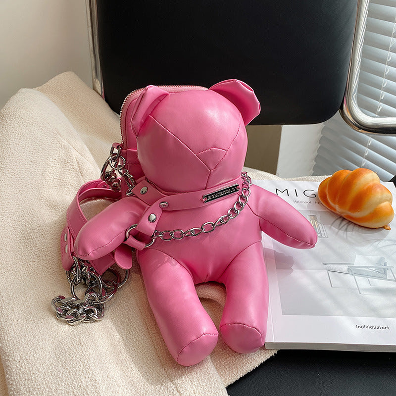 Small niche design shoulder bag for women, Instagram super popular, personalized teddy bear phone bag, internet famous doll chain crossbody bag