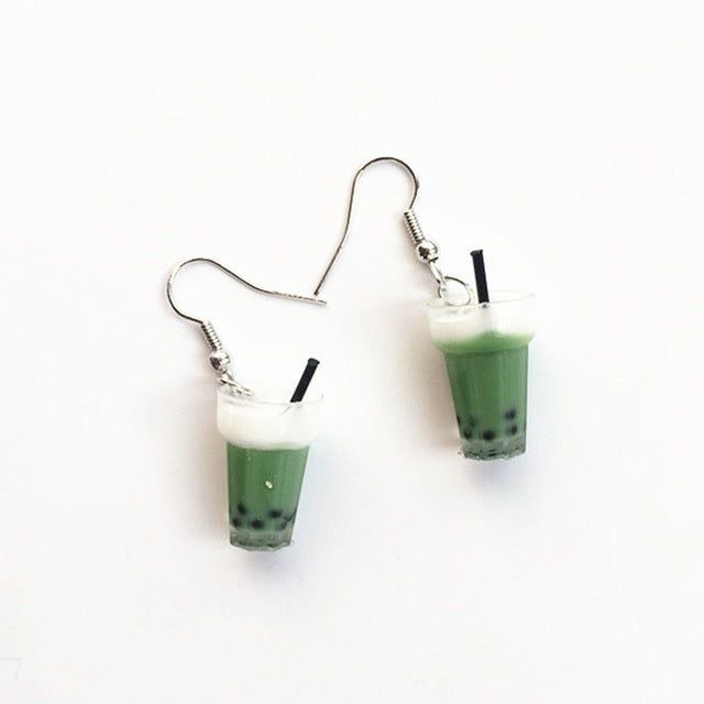 Unique Bubble Tea Drop Earrings Personality Resin Milk Tea Drink Earring for Girl Funny Party Jewelry