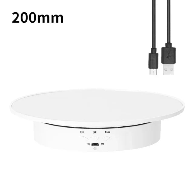 7.87 Inch 360 Degree Electric Rotating Stand with Remote Control for Jewelry Display,Photography and Video,3-position Adjustment