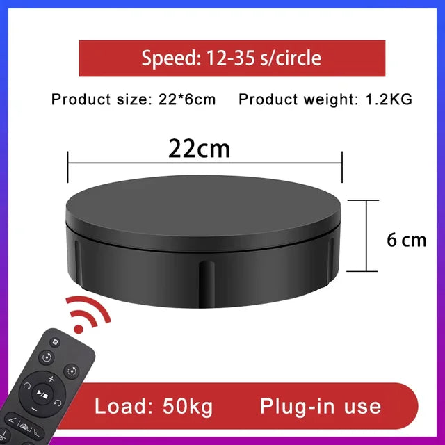 7.87 Inch 360 Degree Electric Rotating Stand with Remote Control for Jewelry Display,Photography and Video,3-position Adjustment