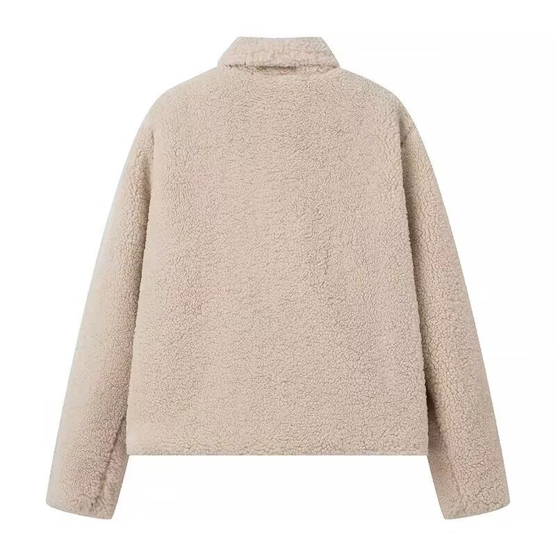 European and American style women's fashionable, simple and versatile wheat ear hair cardigan style long sleeved jacket