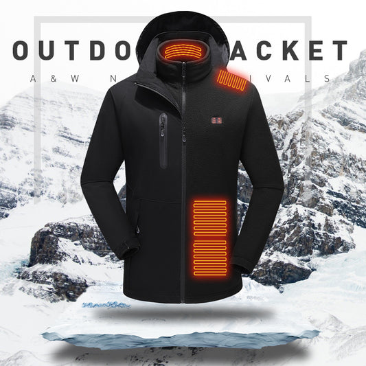 Thermal assault jacket, 3-in-1 cotton jacket with hood, men's warm cotton jacket, outdoor carbon fiber heating jacket