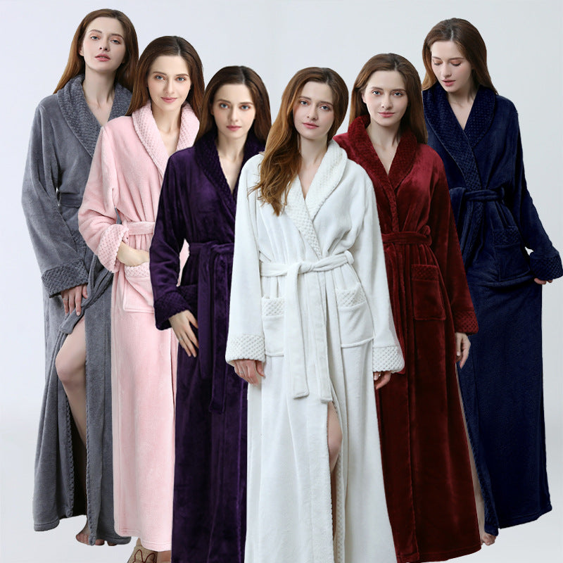 The Same Pajamas Winter Pajamas Thickened And Lengthened Bathrobe Flannel Bathrobe