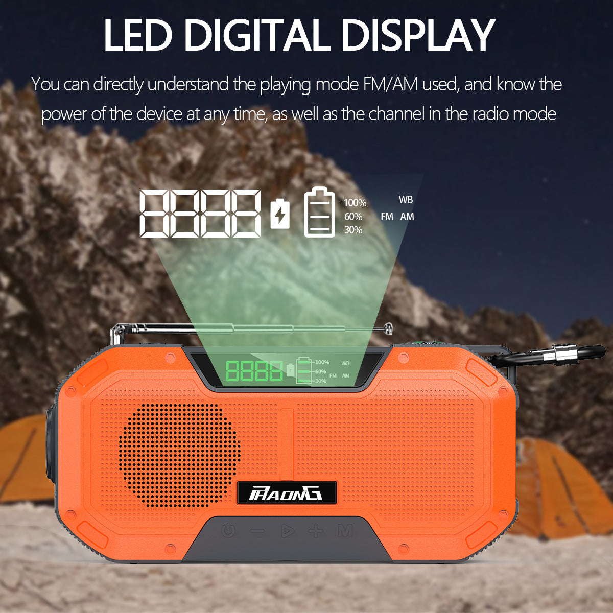 Outdoor Emergency Radio Bluetooth Speaker Solar Hand Flashlight Mobile Charging 5000 Mah Large Capacity