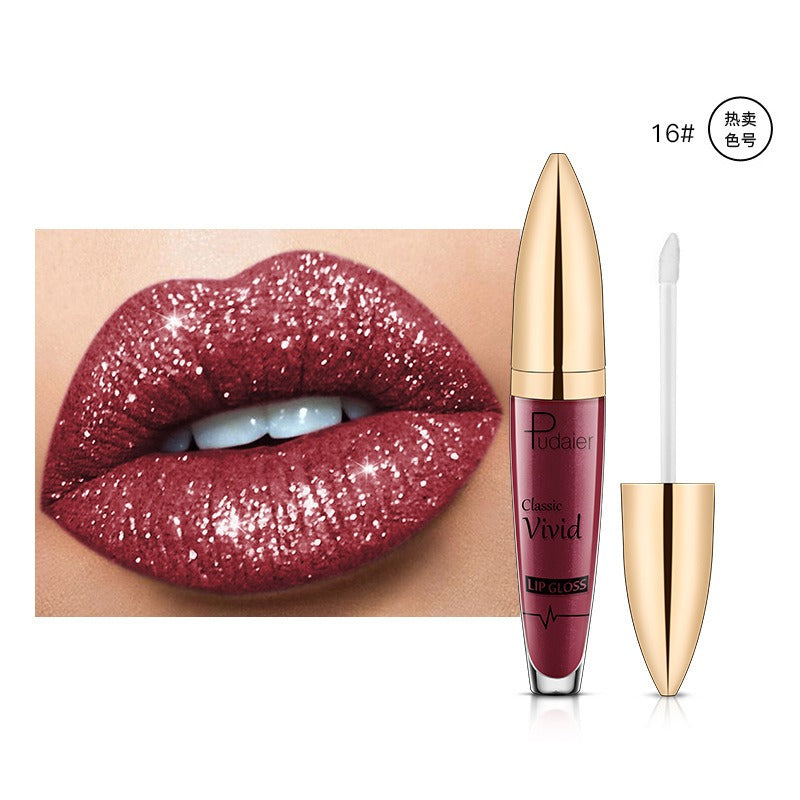 18 Colors Shiny Lip Gloss for Women Long Lasting Matte Glitter Liquid Lipstick Diamond Shiny Lip Gloss Waterproof Lip Makeup