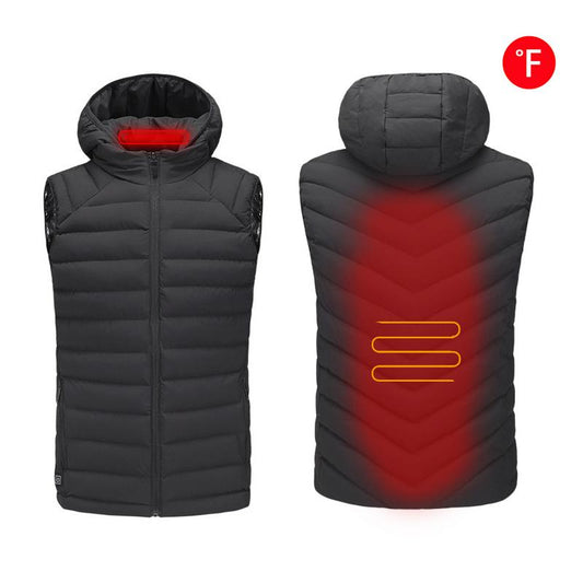 Men Outdoor USB Infrared Heating Vest Hooded Jacket Winter Electric Thermal Waistcoat For Sports Hiking Vest Clothing