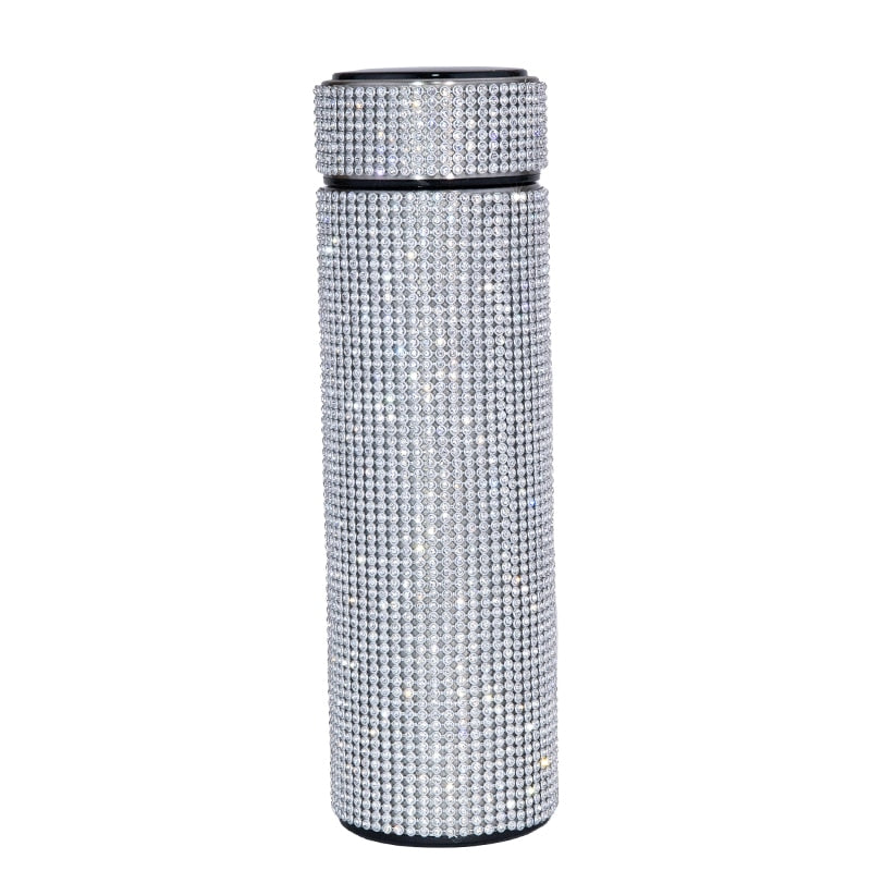 500ml Creative Smart Diamond Thermos Bottle Stainless Steel Water Bottle for Girls Portable Vacuum Flasks Coffee Thermos Cup