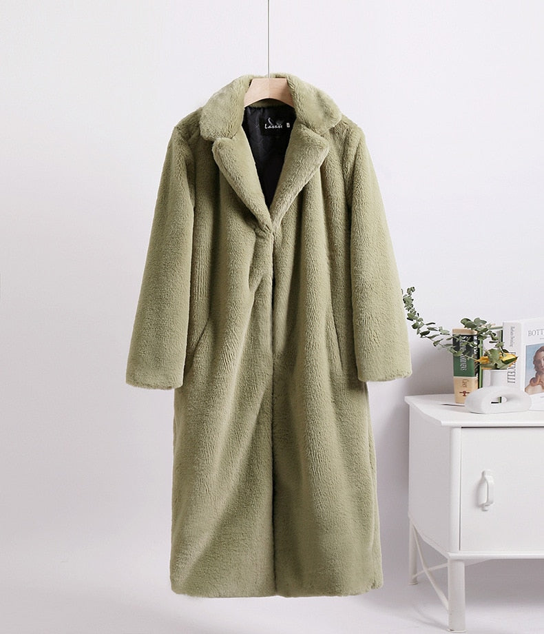 Winter Loose Velvet Mid-Length Coat