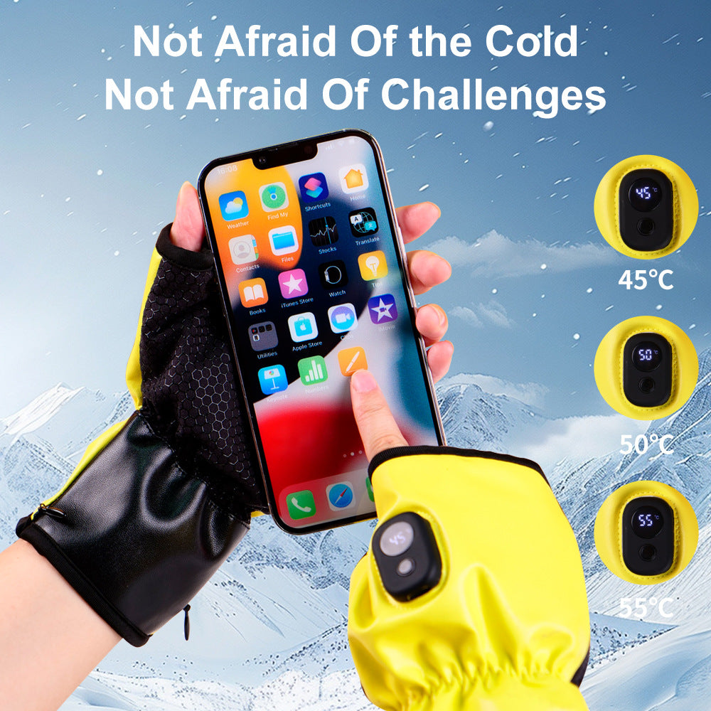 Autumn and winter electric heating gloves intelligent constant temperature charging heating gloves outdoor skiing camping