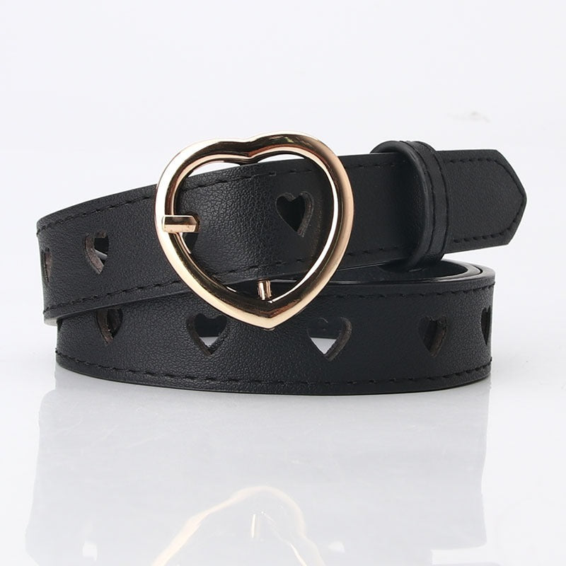 New punch-free heart hollow belt for ladies, all-match, sweet girl sweater dress decorative belt