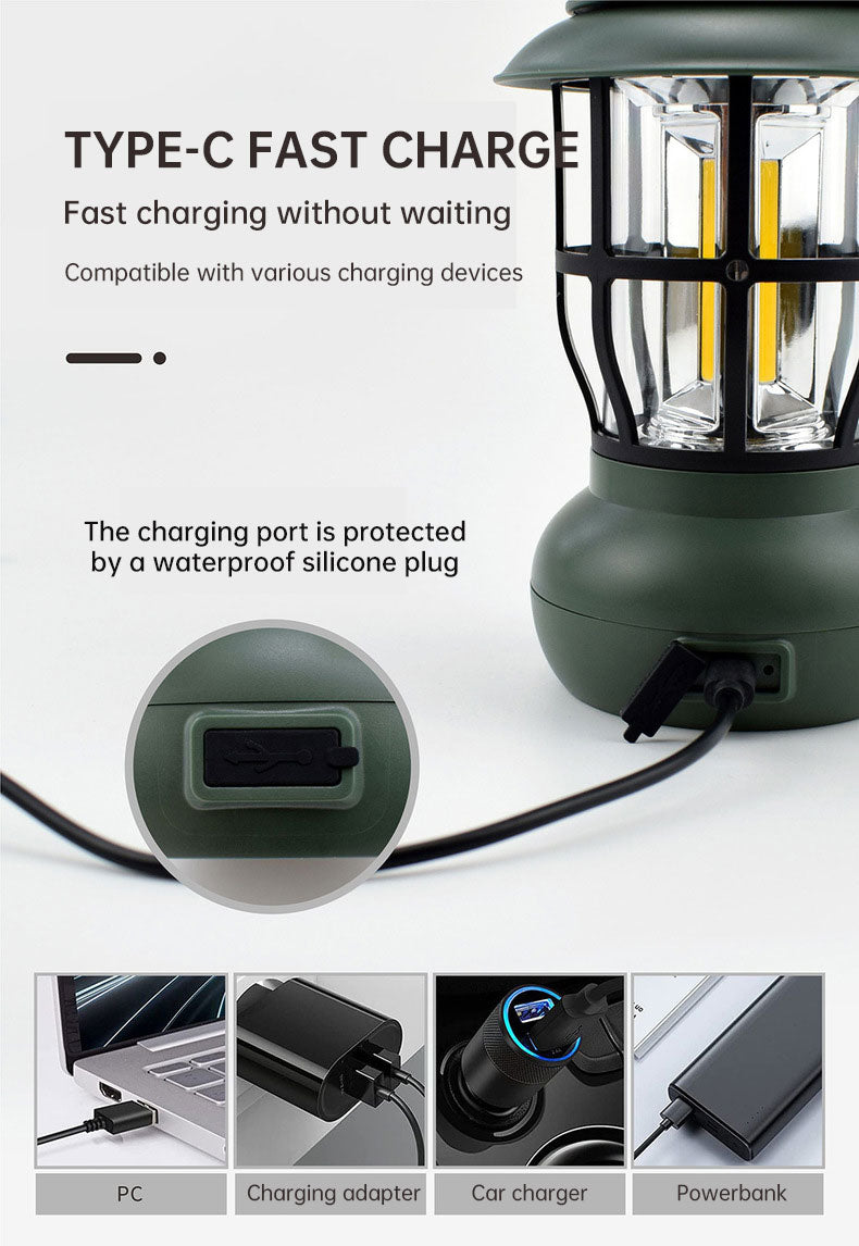 Camping Ligjt Outdoor  Ambience Lighting Camping Light Vintage Horse Light Gift USB Charging Tent Camp Lamp