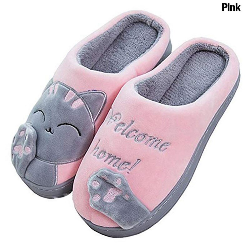 Winter Home Slippers - Unisex - Cartoon Cat. Non-slip, Soft, Winter-Warm House Slippers. Indoor. For Bedroom. Couples