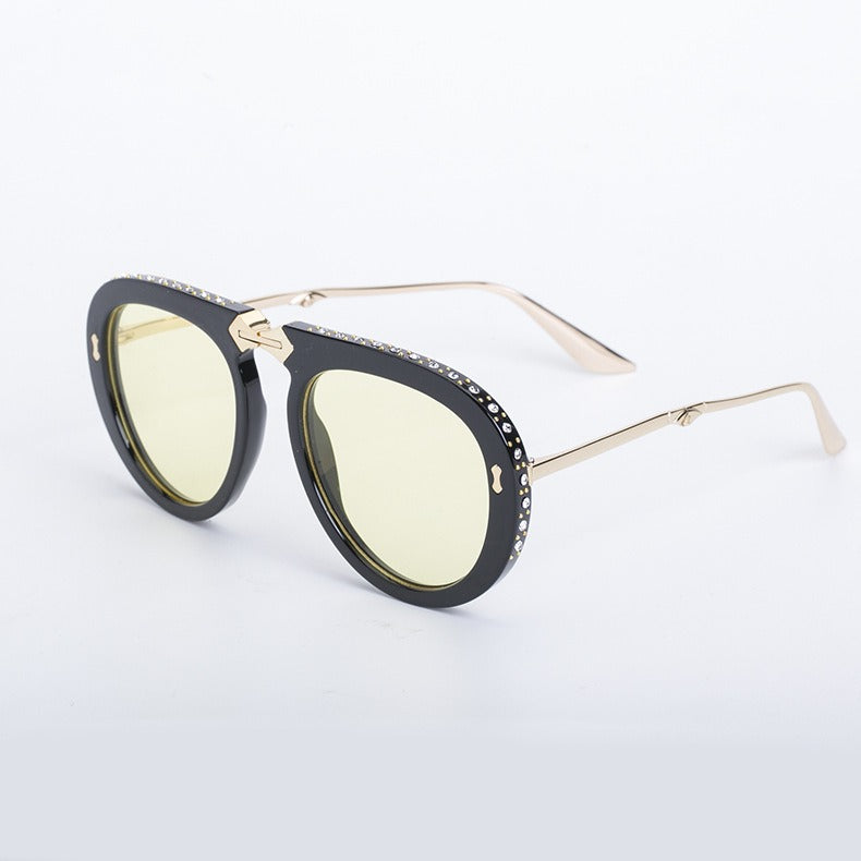 Sunglasses, women's diamonds, fashionable folding sunglasses