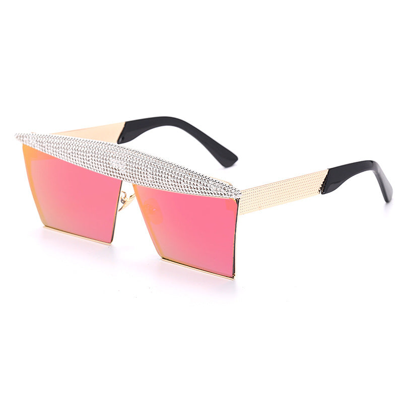 Colorful New Handmade Diamond Sunglasses Fashion Square Sunglasses Trend Big Frame Street Sunglasses