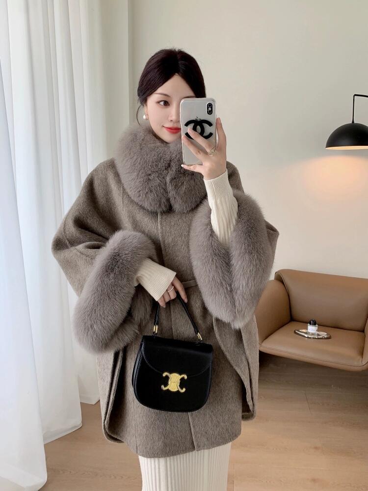 high-end cashmere cape, shawl coat, double-sided woolen coat