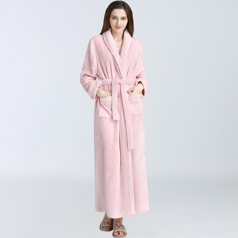 The Same Pajamas Winter Pajamas Thickened And Lengthened Bathrobe Flannel Bathrobe