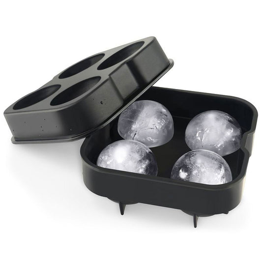 Cocktail Whiskey Ice Ball Maker Ice Cube Tray 4 Large Silicone Ice Molds Maker Kitchen Bar Accessories