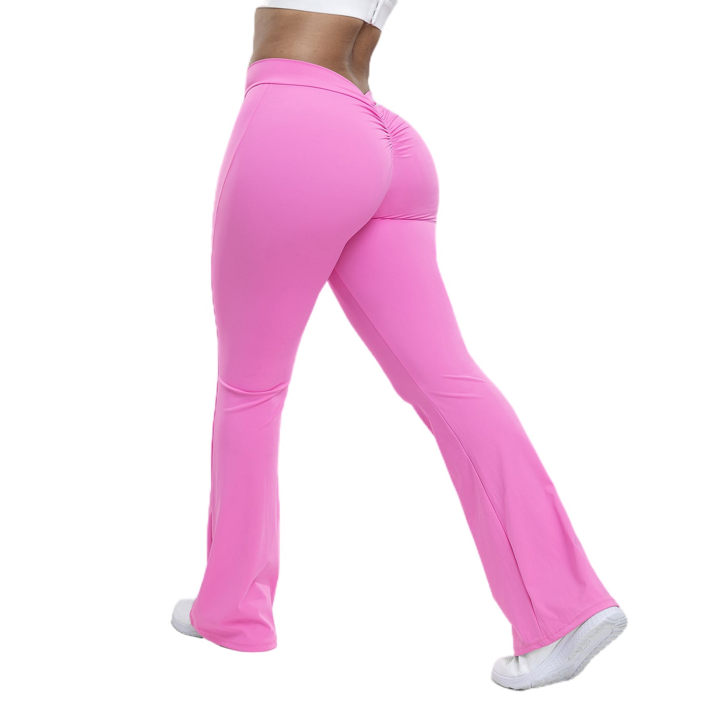 Peach trumpet pants for women, yoga high waisted and hip lifting tight pants, wide leg fitness pants for women