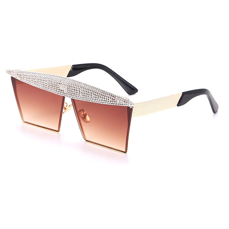 Colorful New Handmade Diamond Sunglasses Fashion Square Sunglasses Trend Big Frame Street Sunglasses