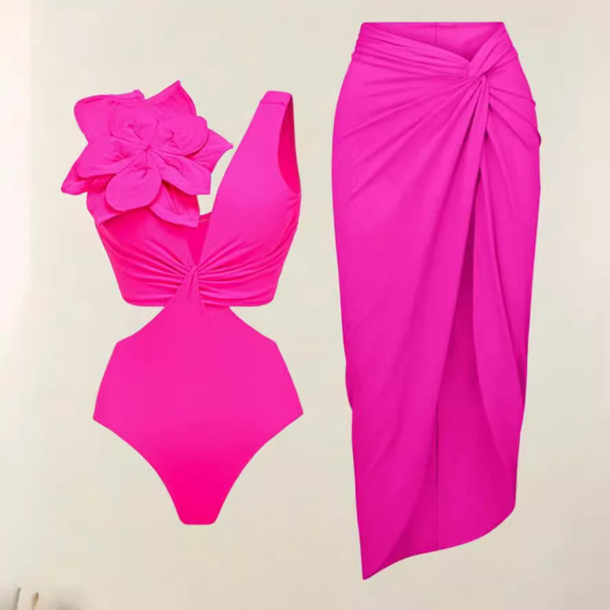 European and American design niche color backless one-piece swimsuit