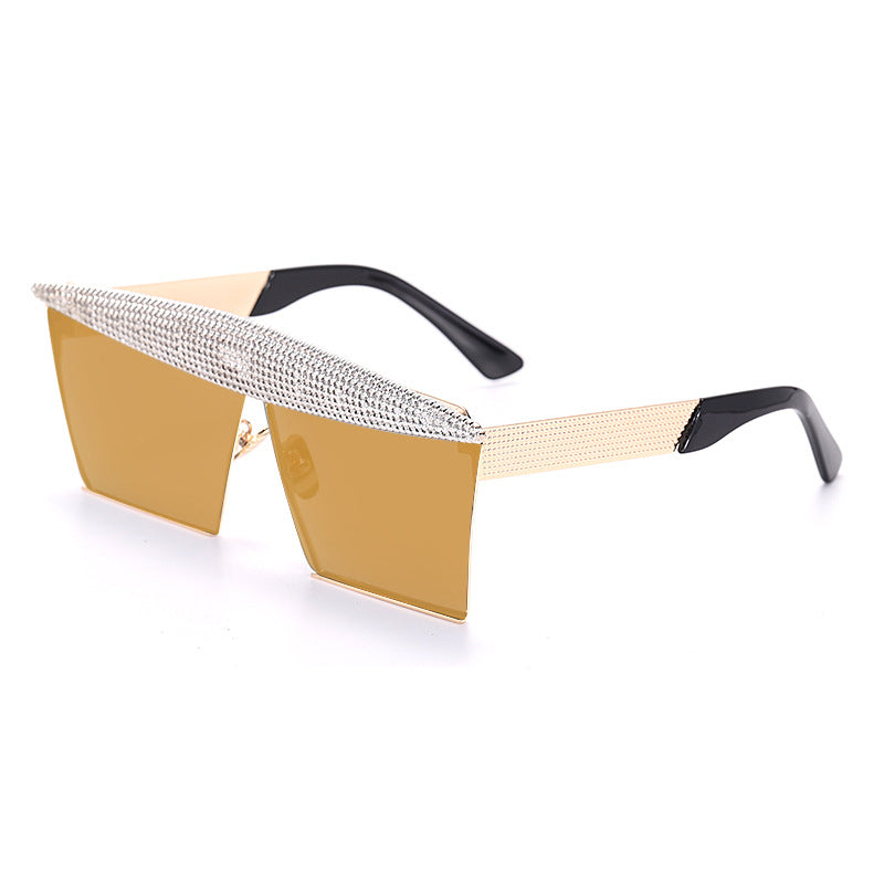 Colorful New Handmade Diamond Sunglasses Fashion Square Sunglasses Trend Big Frame Street Sunglasses