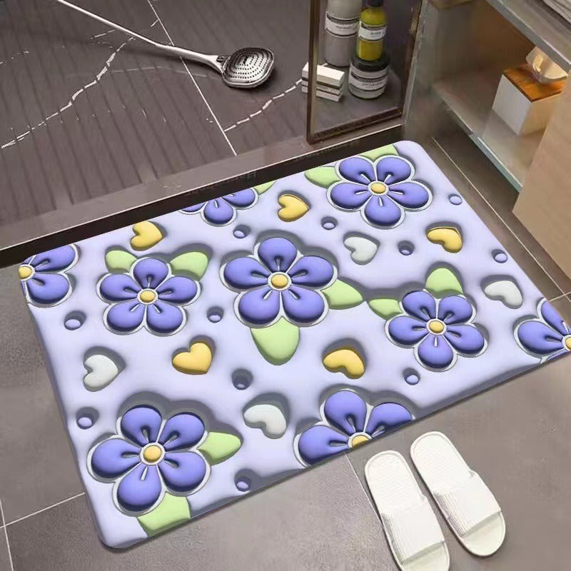 3D Door Mat Expansion Small Flower Soft Diatom Mud Absorbent Carpet Bathroom Toilet Toilet Non-Slip Rug Kitchen Mats For Floor