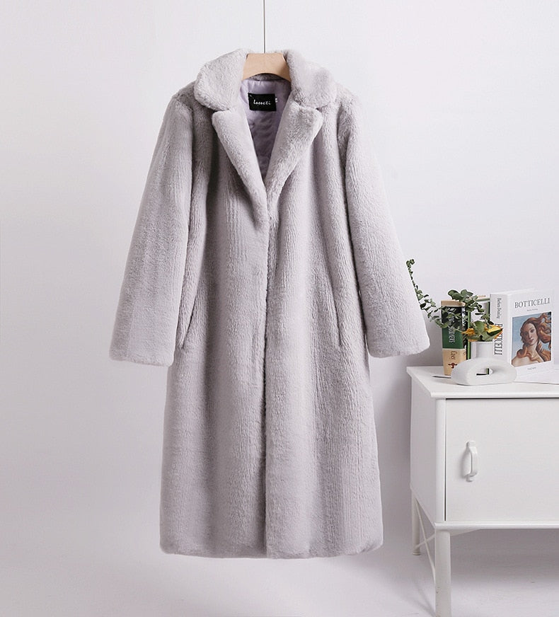 Winter Loose Velvet Mid-Length Coat