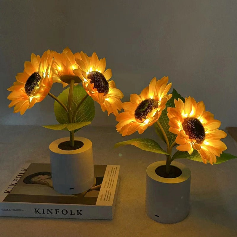 Rechargeable Sunflower LED Simulation Night Light Room Bedhead Decoration Atmosphere Light Birthday Gift for Girls