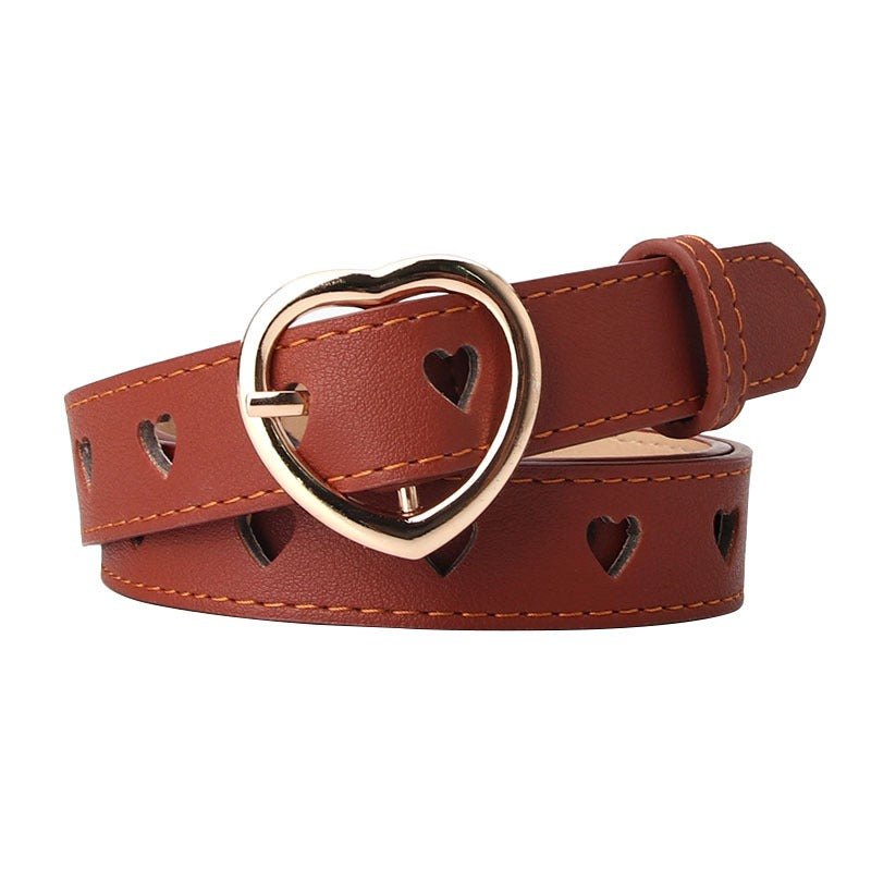 New punch-free heart hollow belt for ladies, all-match, sweet girl sweater dress decorative belt