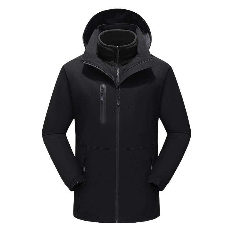 Thermal assault jacket, 3-in-1 cotton jacket with hood, men's warm cotton jacket, outdoor carbon fiber heating jacket