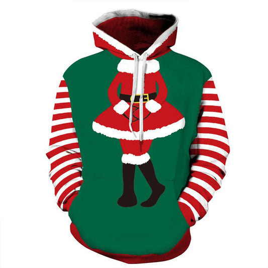 *UGLY CHRISTMAS SWEATER ALERT* Christmas Clothes Women Men Stylish 3d Santa Print Thin Hooded Hoodies