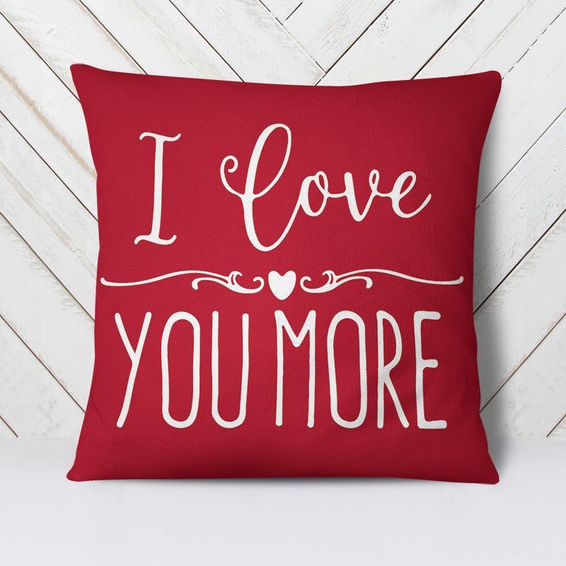 Valentine's Day Linen Printed Pillow Amazon Dwarf Festival Pillow Cover Living Room Sofa Pillow