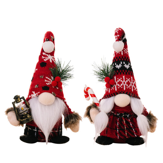 New Christmas decorations, wool ball knitted curved hat, dwarf doll decorations, crutches, American faceless doll