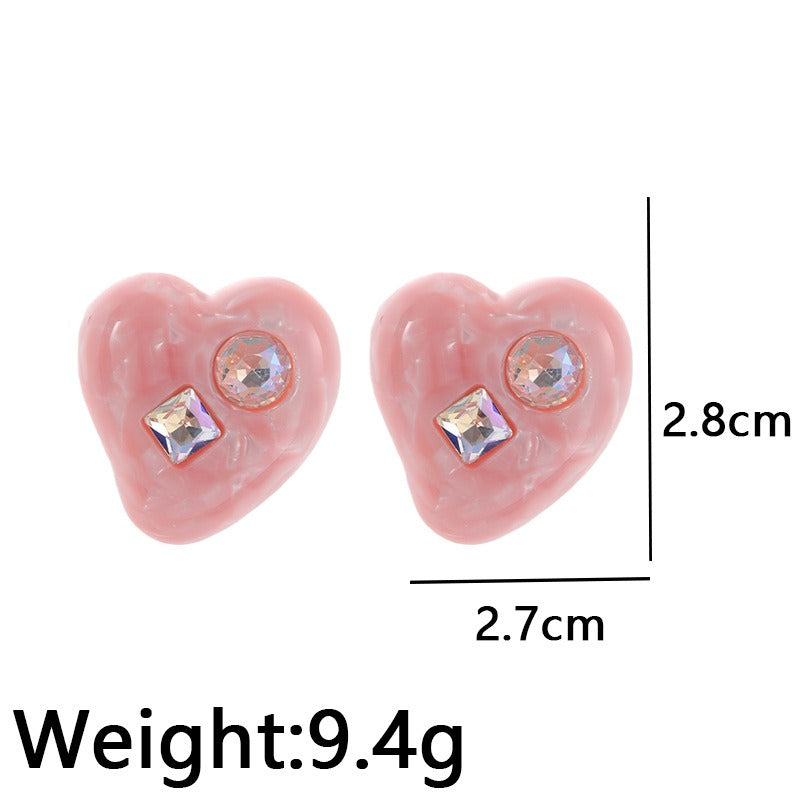 Love Zircon Simple Diamond Earrings