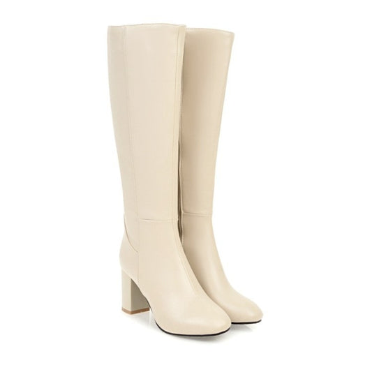 MEGAN MARKLE SAID SO - Women's thick soled high-heeled boots. high knee, quality leather boots